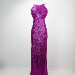 Aqua Pink Maxi Dress - Womens 0 - Sequin Halter‎ Neck - Glamorous Elegant